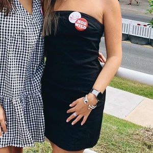 Black mini strapless dress